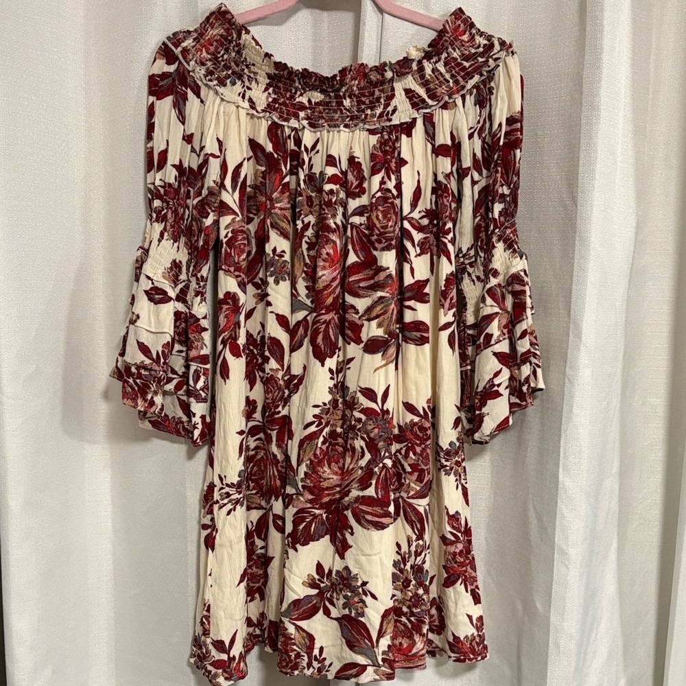 NWT Miss Me Cream And Burgundy Mini Dress